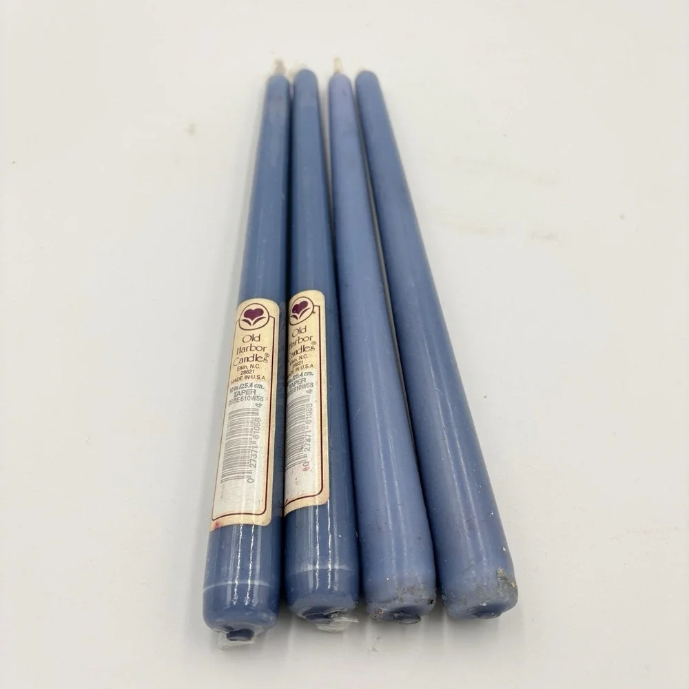 Lot Of  4 Vintage Tapered Candles Blue  Old Harbor 2 New Sealed 2 Open‎